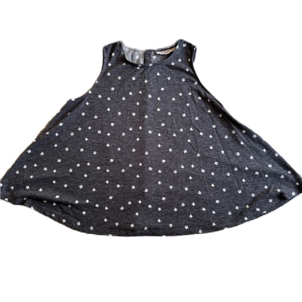 LOFT M Charcoal Top with Floral Design and Button down back